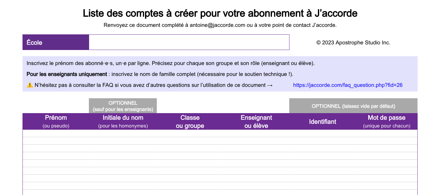 Exemple de gabarit rempli